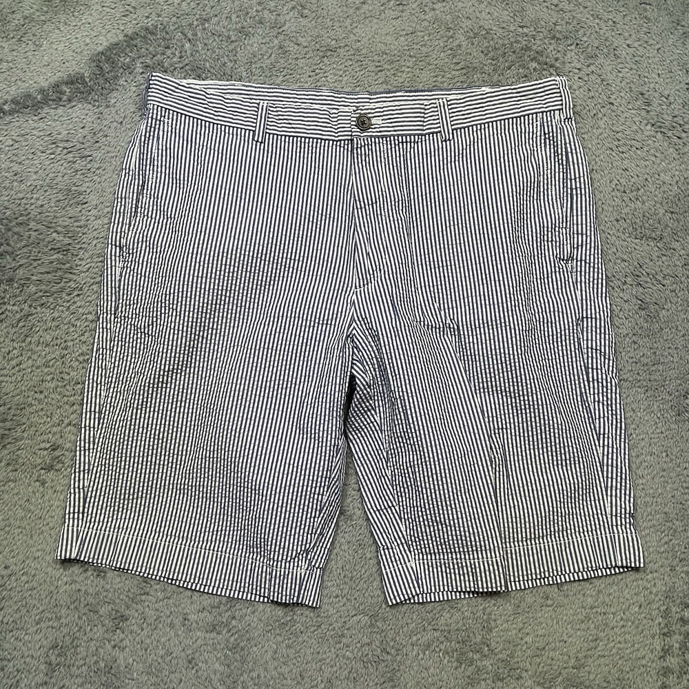 Brooks Brothers Shorts Men's 38x11 Blue Striped Seersucker Bermuda‎ Summer EUC